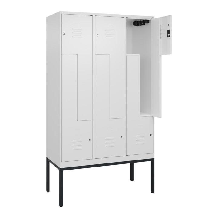 C+P Z-Spind Classic PLUS, Gestell, 6 Fächer, 2120x1200x500mm, 9016/9016 Verschluss Zylinderschloss