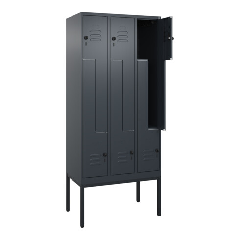 C+P Z-Spind Classic PLUS, Gestell, 6 Fächer, 2120x900x500mm, 7016/7016 Verschluss Sicherheits-Drehriegel
