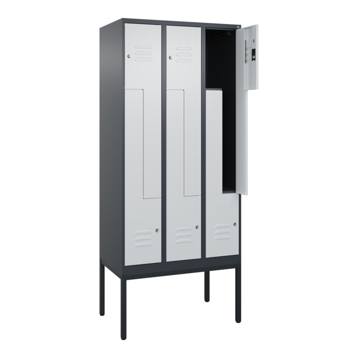 C+P Z-Spind Classic PLUS, Gestell, 6 Fächer, 2120x900x500mm, 7016/7035 Verschluss Zylinderschloss