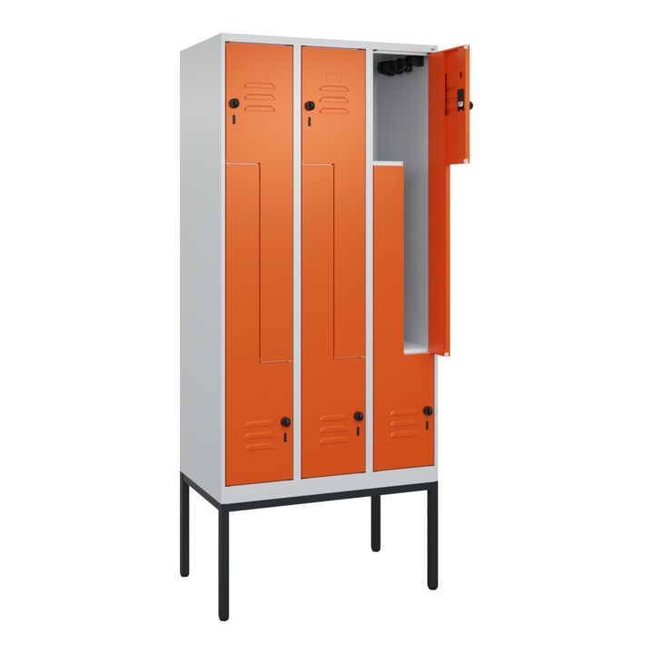 C+P Z-Spind Classic PLUS, Gestell, 6 Fächer, 2120x900x500mm, 7035/2004 Verschluss Sicherheits-Drehriegel