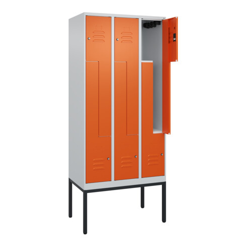 C+P Z-Spind Classic PLUS, Gestell, 6 Fächer, 2120x900x500mm, 7035/2004 Verschluss Zylinderschloss