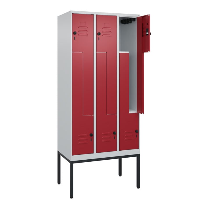 C+P Z-Spind Classic PLUS, Gestell, 6 Fächer, 2120x900x500mm, 7035/3003 Verschluss Sicherheits-Drehriegel