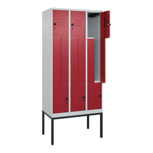C+P Z-Spind Classic PLUS, Gestell, 6 Fächer, 2120x900x500mm, 7035/3003 Verschluss Sicherheits-Drehriegel