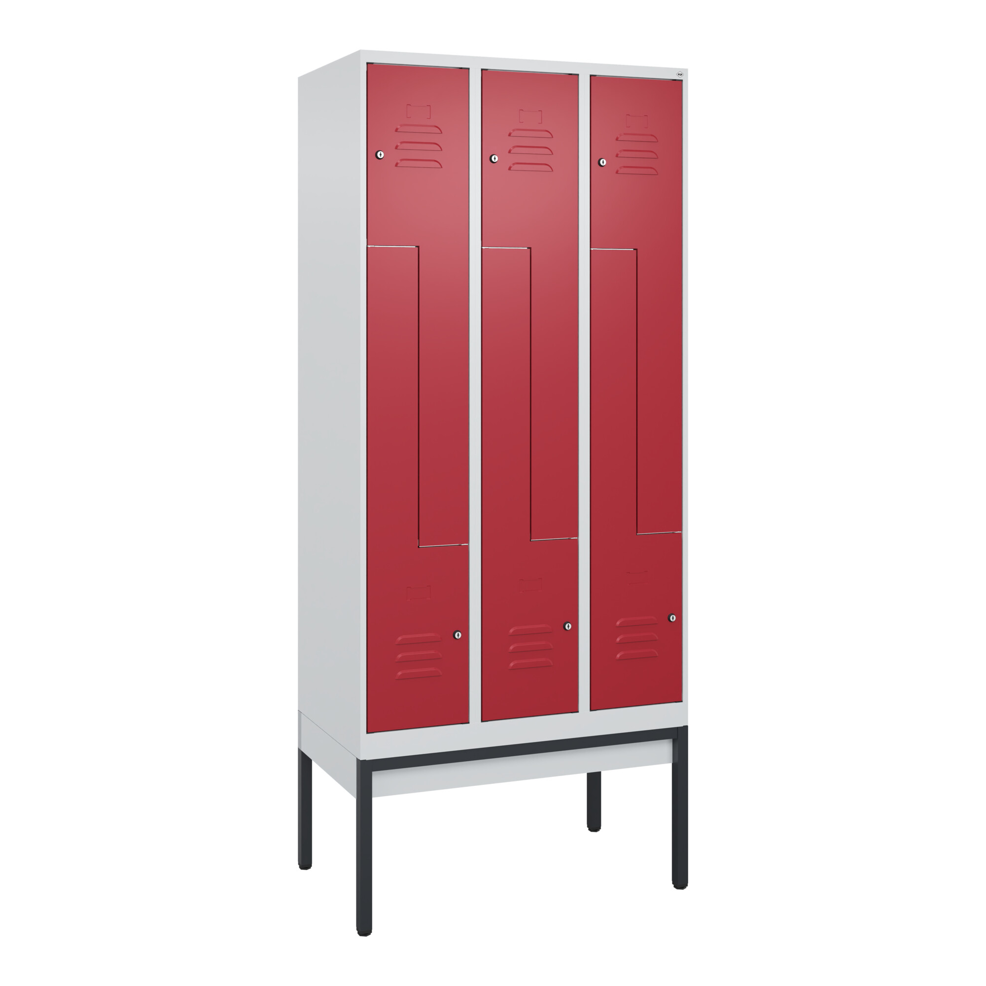 C+P Z-Spind Classic PLUS, Gestell, 6 Fächer, 2120x900x500mm, 7035/3003 Verschluss Zylinderschloss ; C + P Möbelsysteme
