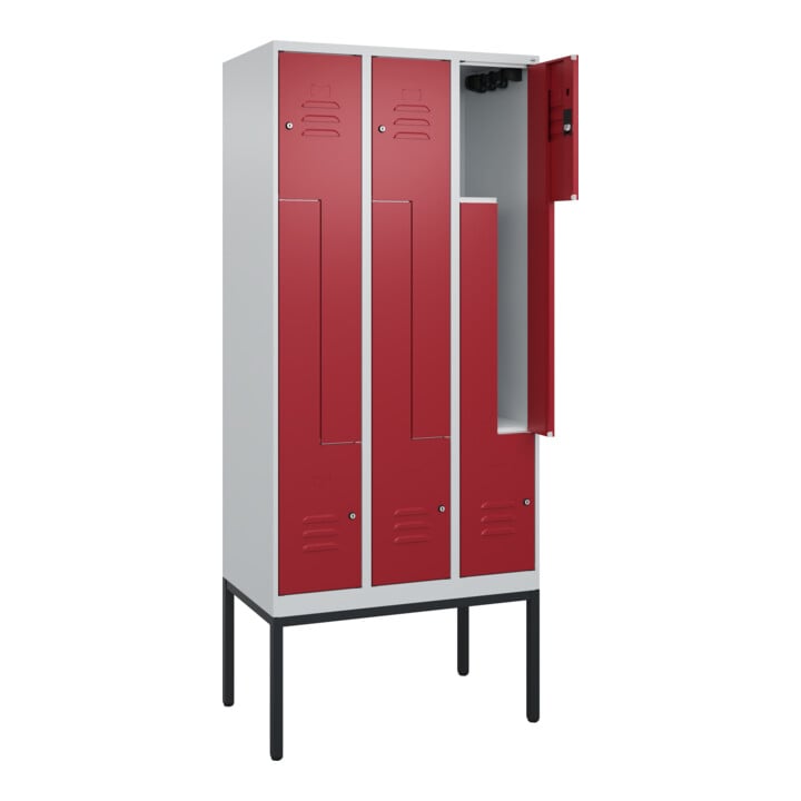 C+P Z-Spind Classic PLUS, Gestell, 6 Fächer, 2120x900x500mm, 7035/3003 Verschluss Zylinderschloss