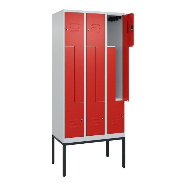 C+P Z-Spind Classic PLUS, Gestell, 6 Fächer, 2120x900x500mm, 7035/3020 Verschluss Zylinderschloss
