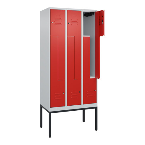 C+P Z-Spind Classic PLUS, Gestell, 6 Fächer, 2120x900x500mm, 7035/3020 Verschluss Zylinderschloss