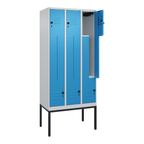 C+P Z-Spind Classic PLUS, Gestell, 6 Fächer, 2120x900x500mm, 7035/5012 Verschluss Sicherheits-Drehriegel
