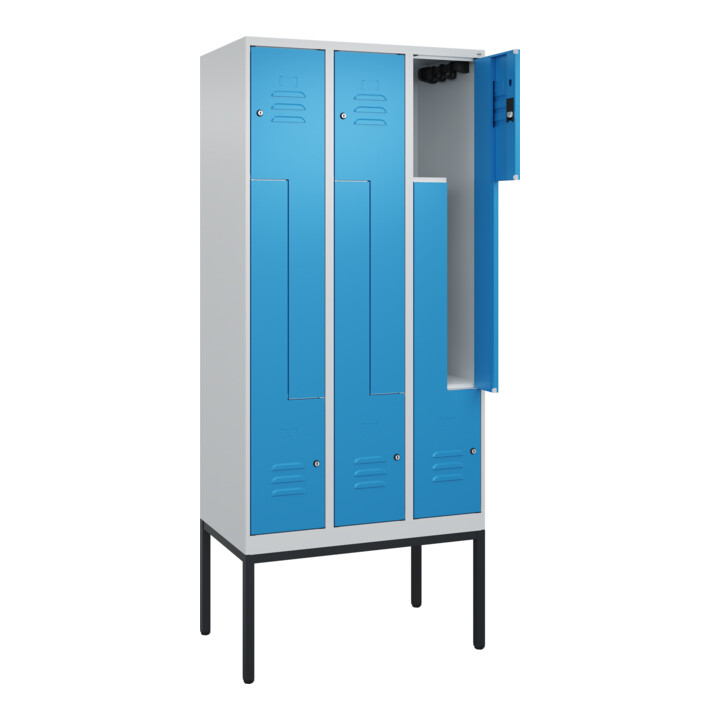 C+P Z-Spind Classic PLUS, Gestell, 6 Fächer, 2120x900x500mm, 7035/5012 Verschluss Zylinderschloss