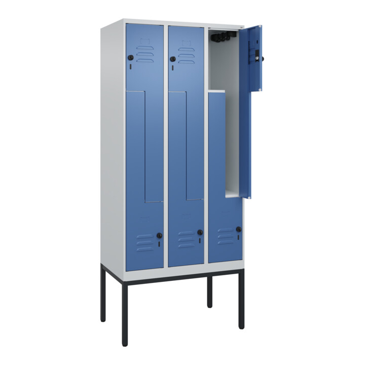 C+P Z-Spind Classic PLUS, Gestell, 6 Fächer, 2120x900x500mm, 7035/5023 Verschluss Sicherheits-Drehriegel