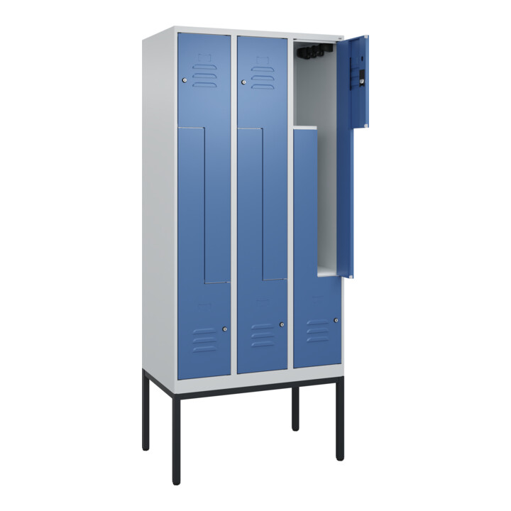 C+P Z-Spind Classic PLUS, Gestell, 6 Fächer, 2120x900x500mm, 7035/5023 Verschluss Zylinderschloss