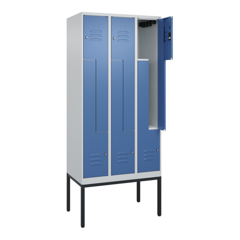 C+P Z-Spind Classic PLUS, Gestell, 6 Fächer, 2120x900x500mm, 7035/5023 Verschluss Zylinderschloss