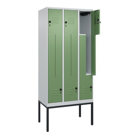 C+P Z-Spind Classic PLUS, Gestell, 6 Fächer, 2120x900x500mm, 7035/6011 Verschluss Sicherheits-Drehriegel