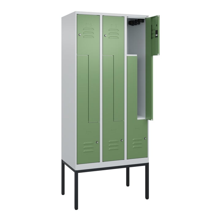 C+P Z-Spind Classic PLUS, Gestell, 6 Fächer, 2120x900x500mm, 7035/6011 Verschluss Zylinderschloss