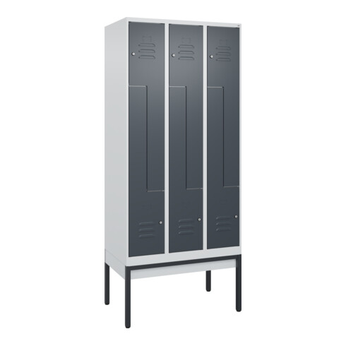 C+P Z-Spind Classic PLUS, Gestell, 6 Fächer, 2120x900x500mm, 7035/7016 Verschluss Zylinderschloss