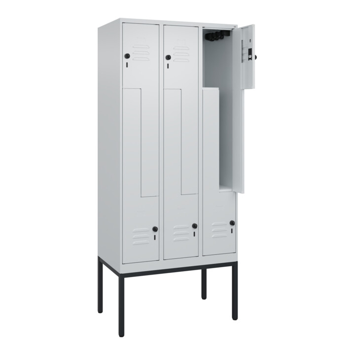 C+P Z-Spind Classic PLUS, Gestell, 6 Fächer, 2120x900x500mm, 7035/7035 Verschluss Sicherheits-Drehriegel