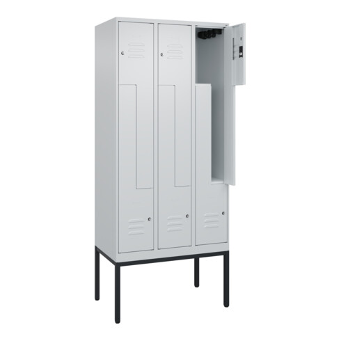 C+P Z-Spind Classic PLUS, Gestell, 6 Fächer, 2120x900x500mm, 7035/7035 Verschluss Zylinderschloss