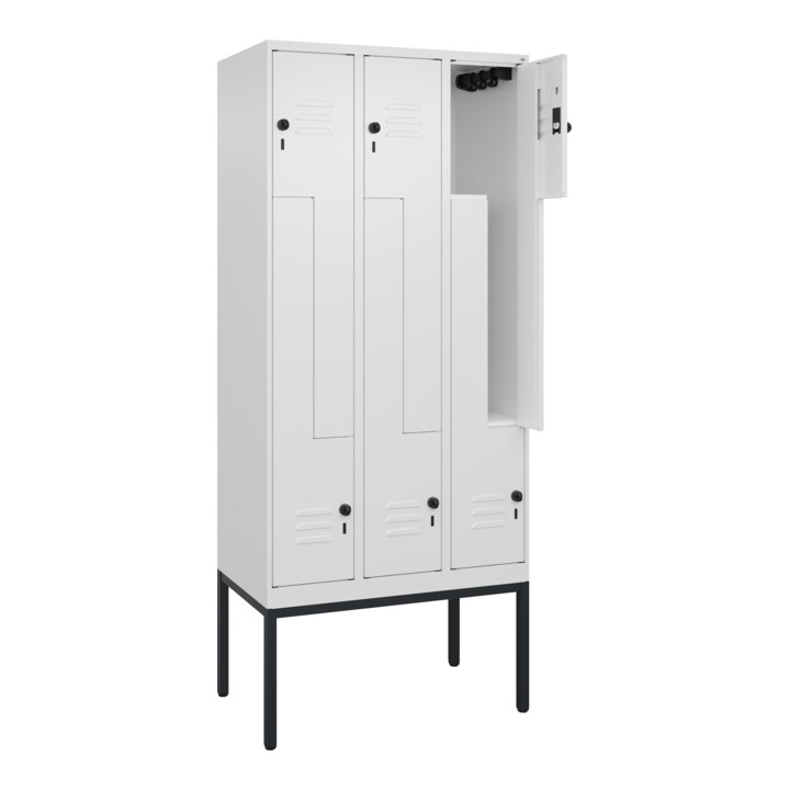 C+P Z-Spind Classic PLUS, Gestell, 6 Fächer, 2120x900x500mm, 9016/9016 Verschluss Sicherheits-Drehriegel