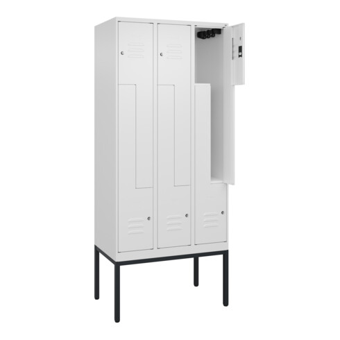 C+P Z-Spind Classic PLUS, Gestell, 6 Fächer, 2120x900x500mm, 9016/9016 Verschluss Zylinderschloss