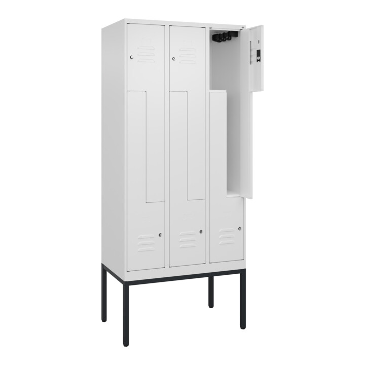 C+P Z-Spind Classic PLUS, Gestell, 6 Fächer, 2120x900x500mm, 9016/9016 Verschluss Zylinderschloss