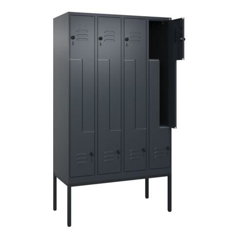 C+P Z-Spind Classic PLUS, Gestell, 8 Fächer, 2120x1200x500mm, 7016/7016 Verschluss Sicherheits-Drehriegel