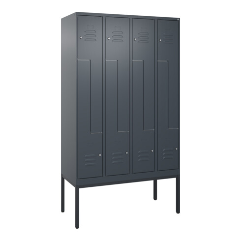 C+P Z-Spind Classic PLUS, Gestell, 8 Fächer, 2120x1200x500mm, 7016/7016 Verschluss Zylinderschloss