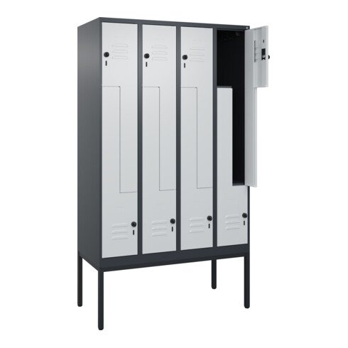 C+P Z-Spind Classic PLUS, Gestell, 8 Fächer, 2120x1200x500mm, 7016/7035 Verschluss Sicherheits-Drehriegel