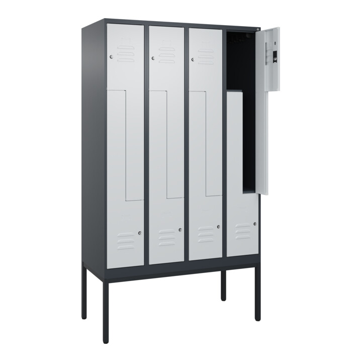 C+P Z-Spind Classic PLUS, Gestell, 8 Fächer, 2120x1200x500mm, 7016/7035 Verschluss Zylinderschloss