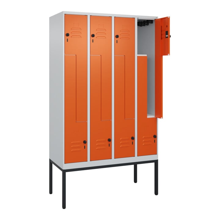 C+P Z-Spind Classic PLUS, Gestell, 8 Fächer, 2120x1200x500mm, 7035/2004 Verschluss Sicherheits-Drehriegel