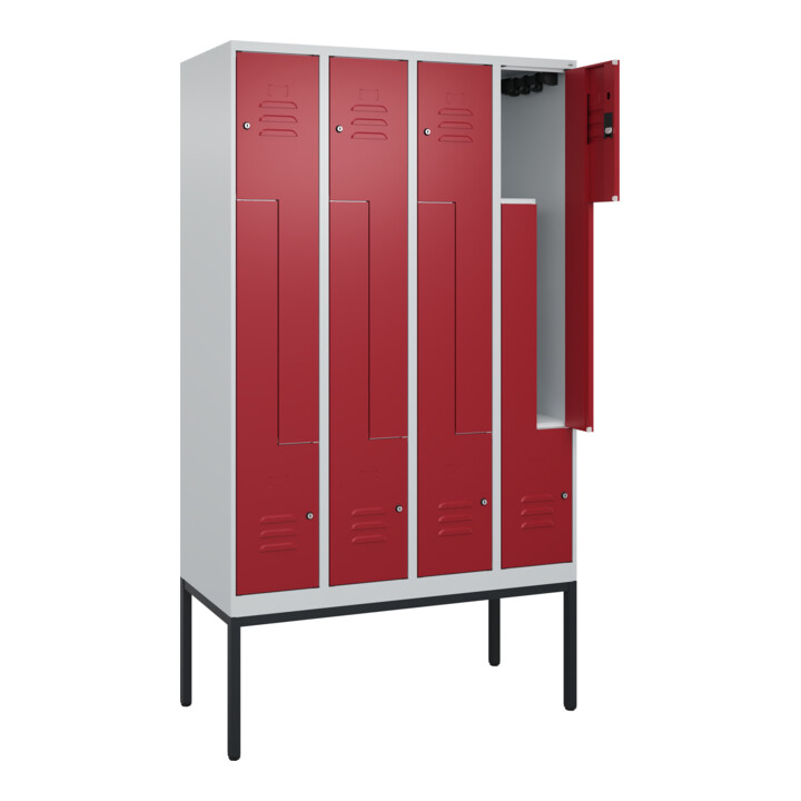 C+P Z-Spind Classic PLUS, Gestell, 8 Fächer, 2120x1200x500mm, 7035/3003 Verschluss Zylinderschloss