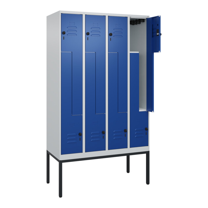 C+P Z-Spind Classic PLUS, Gestell, 8 Fächer, 2120x1200x500mm, 7035/5010 Verschluss Sicherheits-Drehriegel