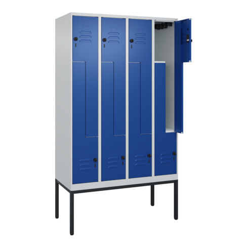 C+P Z-Spind Classic PLUS, Gestell, 8 Fächer, 2120x1200x500mm, 7035/5010 Verschluss Sicherheits-Drehriegel