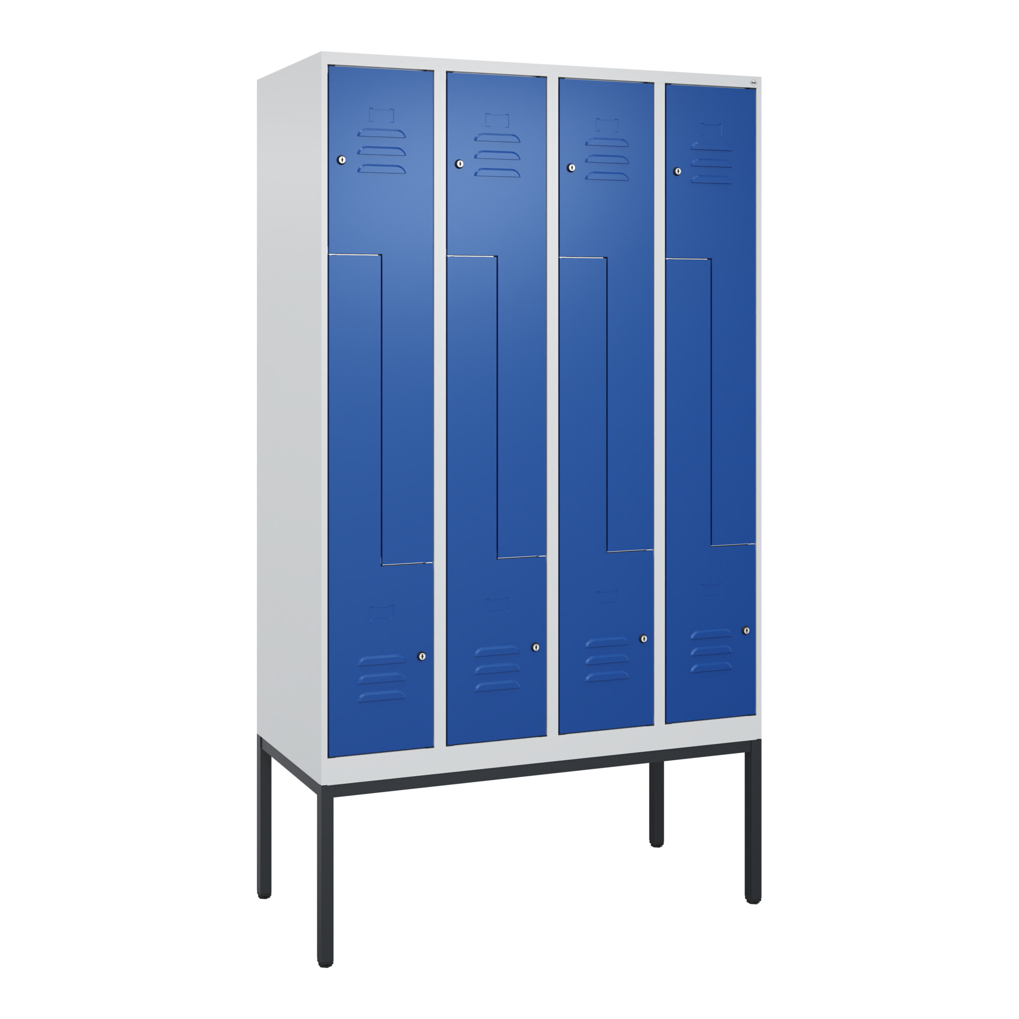 C+P Z-Spind Classic PLUS, Gestell, 8 Fächer, 2120x1200x500mm, 7035/5010 Verschluss Zylinderschloss ; C + P Möbelsysteme