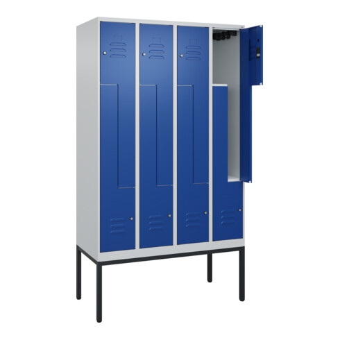 C+P Z-Spind Classic PLUS, Gestell, 8 Fächer, 2120x1200x500mm, 7035/5010 Verschluss Zylinderschloss