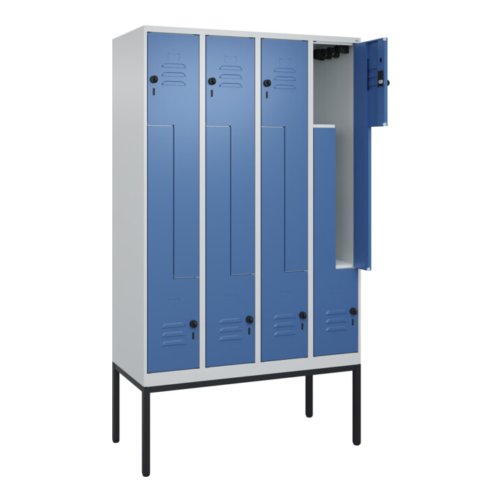 C+P Z-Spind Classic PLUS, Gestell, 8 Fächer, 2120x1200x500mm, 7035/5023 Verschluss Sicherheits-Drehriegel