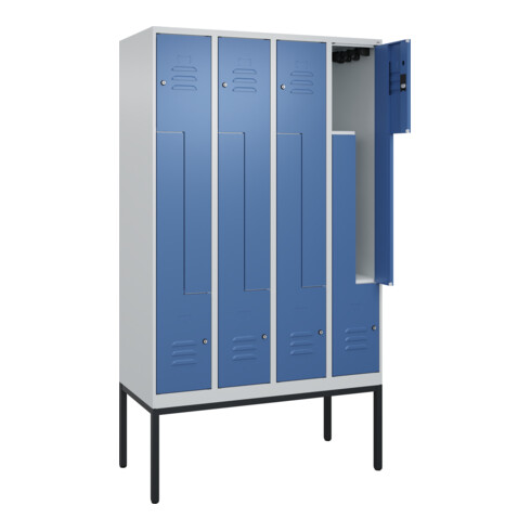 C+P Z-Spind Classic PLUS, Gestell, 8 Fächer, 2120x1200x500mm, 7035/5023 Verschluss Zylinderschloss