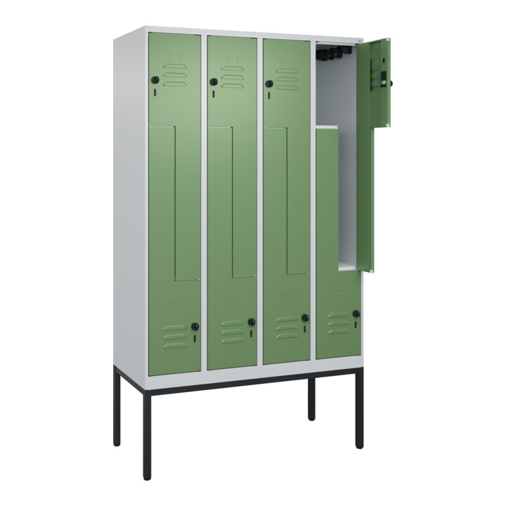 C+P Z-Spind Classic PLUS, Gestell, 8 Fächer, 2120x1200x500mm, 7035/6011 Verschluss Sicherheits-Drehriegel