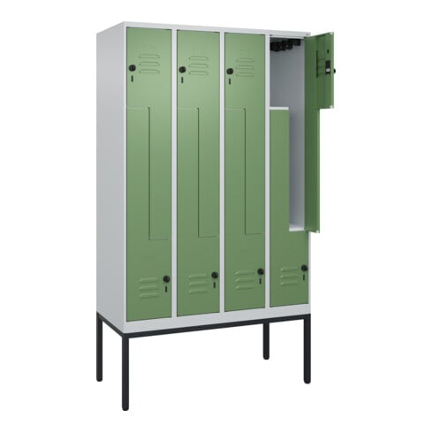 C+P Z-Spind Classic PLUS, Gestell, 8 Fächer, 2120x1200x500mm, 7035/6011 Verschluss Sicherheits-Drehriegel