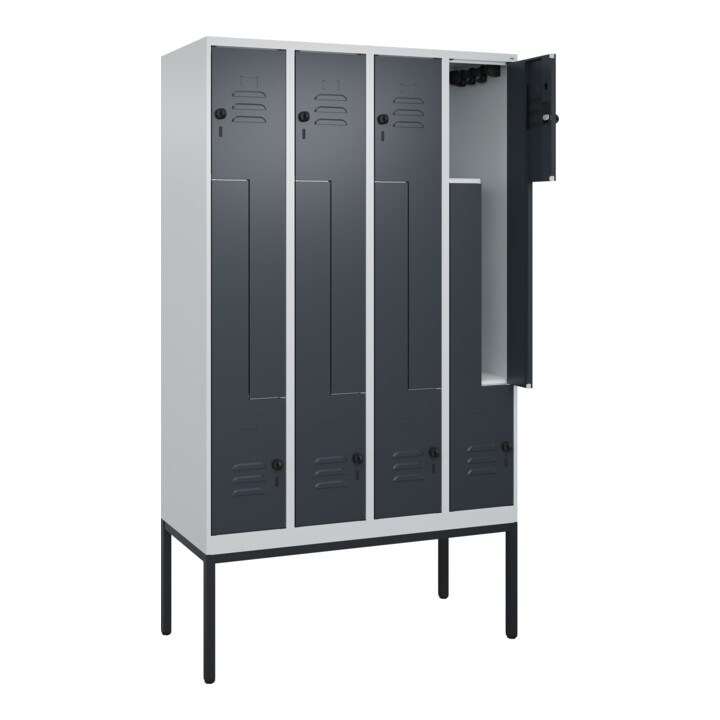 C+P Z-Spind Classic PLUS, Gestell, 8 Fächer, 2120x1200x500mm, 7035/7016 Verschluss Sicherheits-Drehriegel