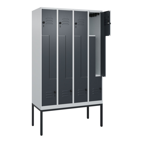 C+P Z-Spind Classic PLUS, Gestell, 8 Fächer, 2120x1200x500mm, 7035/7016 Verschluss Sicherheits-Drehriegel