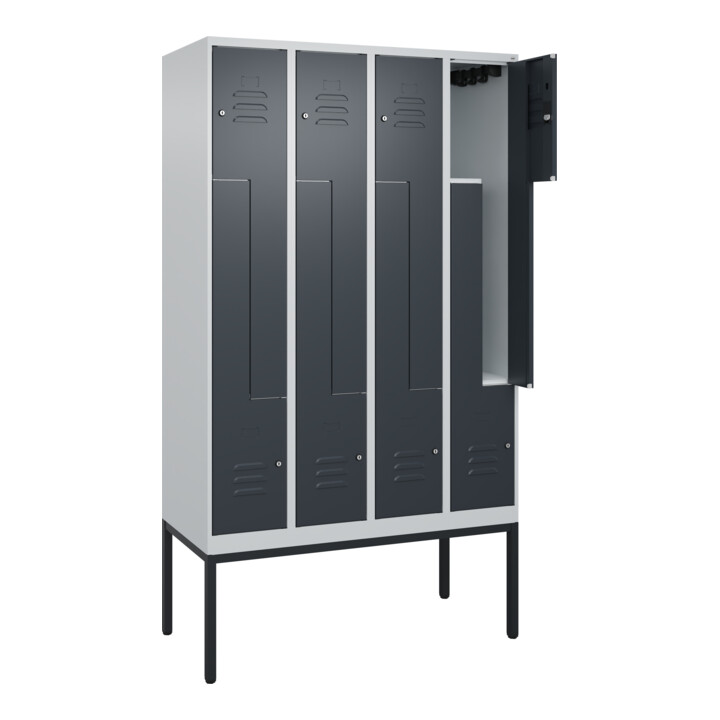 C+P Z-Spind Classic PLUS, Gestell, 8 Fächer, 2120x1200x500mm, 7035/7016 Verschluss Zylinderschloss