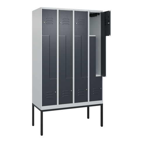 C+P Z-Spind Classic PLUS, Gestell, 8 Fächer, 2120x1200x500mm, 7035/7016 Verschluss Zylinderschloss