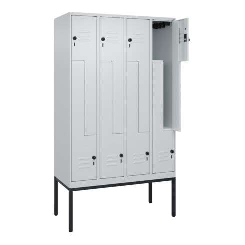 C+P Z-Spind Classic PLUS, Gestell, 8 Fächer, 2120x1200x500mm, 7035/7035 Verschluss Sicherheits-Drehriegel