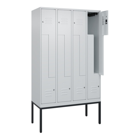 C+P Z-Spind Classic PLUS, Gestell, 8 Fächer, 2120x1200x500mm, 7035/7035 Verschluss Zylinderschloss