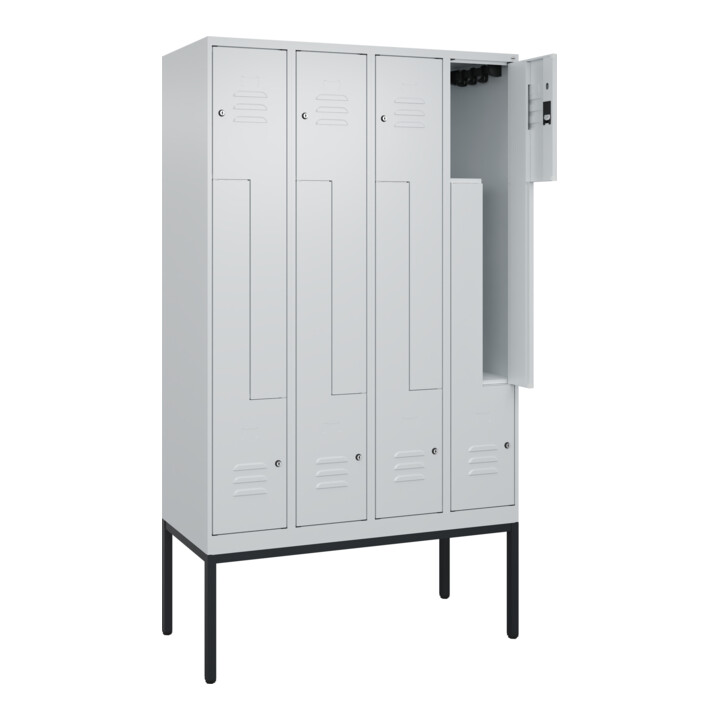 C+P Z-Spind Classic PLUS, Gestell, 8 Fächer, 2120x1200x500mm, 7035/7035 Verschluss Zylinderschloss