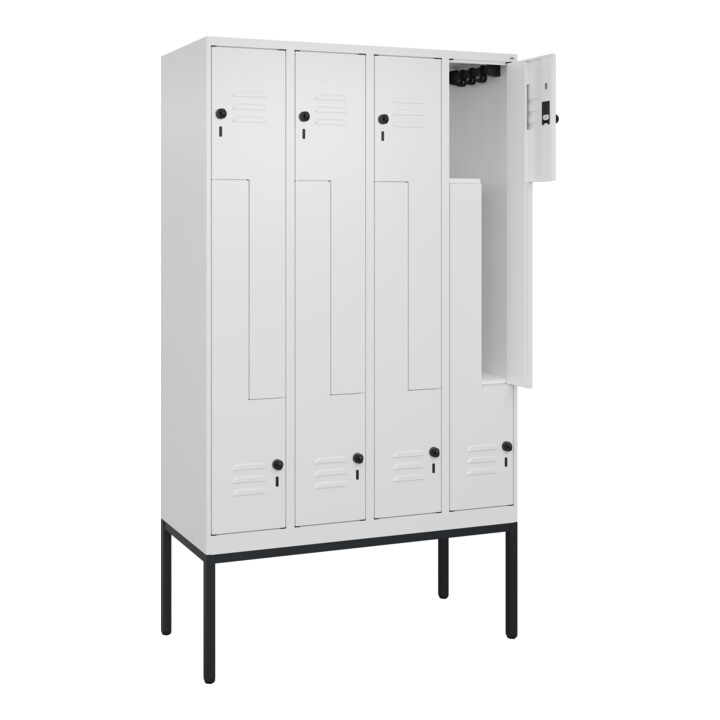 C+P Z-Spind Classic PLUS, Gestell, 8 Fächer, 2120x1200x500mm, 9016/9016 Verschluss Sicherheits-Drehriegel