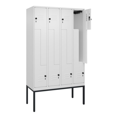 C+P Z-Spind Classic PLUS, Gestell, 8 Fächer, 2120x1200x500mm, 9016/9016 Verschluss Sicherheits-Drehriegel