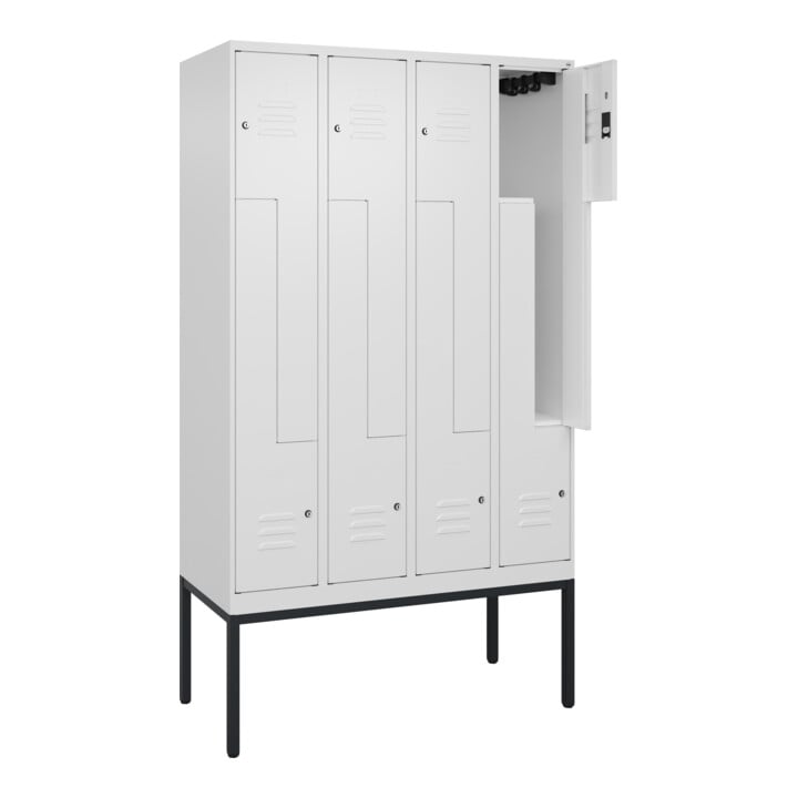 C+P Z-Spind Classic PLUS, Gestell, 8 Fächer, 2120x1200x500mm, 9016/9016 Verschluss Zylinderschloss