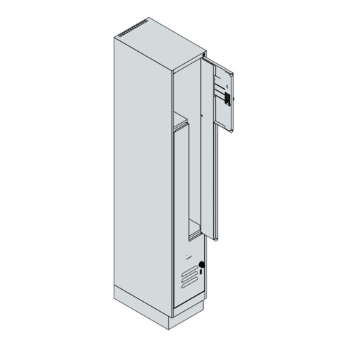 C+P Z-Spind, Classic PLUS, Sockel, 2 Fächer, 1950x300x500mm, 7035/0024 Verschluss Sicherheits-Drehriegel