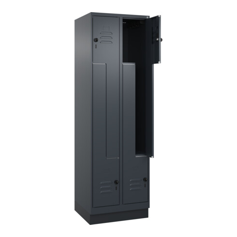 C+P Z-Spind, Classic PLUS, Sockel, 4 Fächer, 1950x600x500mm, 7016/7016 Verschluss Sicherheits-Drehriegel